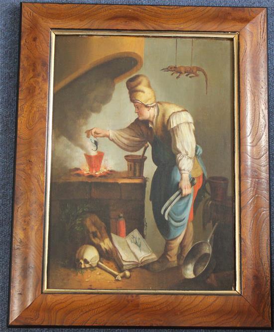 18th century Flemish School The Alchemist, 12.5 x 8.75in.